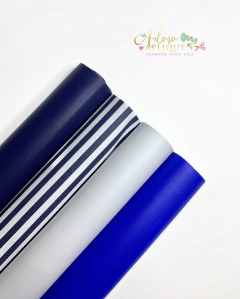 Kit 40 - Lonita Escolar Listra Azul (12 x 34cm) - 4 Pedaços (1 de Cada)