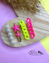 84 - Kit Bico de Pato com Estrela do Mar Pink Neon Vibe Verão - (4 Hair Clips)
