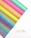 Kit 43 - Lonita Flocada Arco Iris e Courino Candy (12 x 34cm) - 5 Pedaços (1 de Cada)