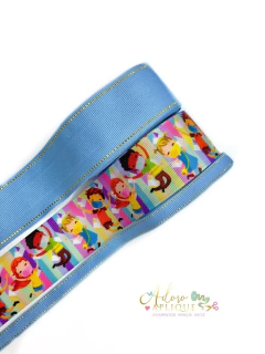 Kit Fita Gorgurão Estampada Escolar Azul BB - 1 metro de cada