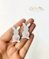 Aplique Acrílico Duplo Coelhinho com pompom de Coração - 2 unidades
