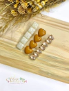 119 - Kit Bico de Pato com Pedras Peroladas Coleção Caramelo Coração - (3 Hair Clips)