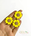 Aplique Emborrachado Flor Girassol Amarelo - 2 unidades