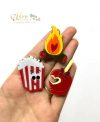 Aplique Acrílico Duplo Fogueira, Maça do Amor e Pipoca - 2 unidades