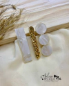 150 - Kit Bico de Pato com Pedras Peroladas Coleção Inverno Tá Diferente Madre Pérola - (3 Hair Clips)