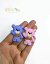 Aplique Emborrachado Ursinho Azul e Rosa - 2 unidades