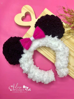 Kit Tiara de Lãzinha Ursinho Rosa ou Marron, Minnie ou Pandinha - 1 Unidade - Adoro Aplique