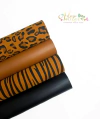 Kit 62 - Lonita Nobuck Estampada Onça e Tigre Caramelo (12 x 34cm) - 4 Pedaços