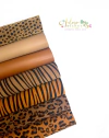 Kit 63 - Lonita Nobuck Estampada Onça e Tigre com Courino (12 x 34cm) - 7 Pedaços
