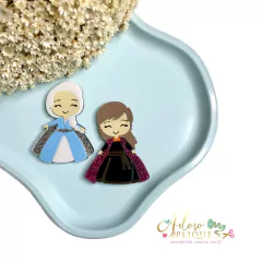 Aplique Acrílico Duplo Princesas Frozen Elsa e Anna (6 cm) - 2 unidades - comprar online