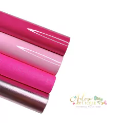 Kit 71 - Lonitas Rosas com Glitter Pink (12 x 34cm) - 4 Pedaços