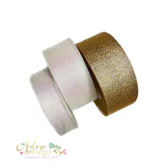 Fita Lurex Transparente Boreal e Dourada (38mm ou 22mm) - 2 metros