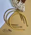 57 - Kit Tiara Coleção Festas Tubinho Cristal e Fio São Francisco Dourado - (3 Tiaras)