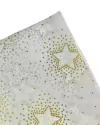 Papel de Seda Dupla Face Poli Mate e Vinil Branca com Estrelas Douradas (24cm x 34cm) - 10 Folhas