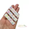 Kit Aplique Acrílico Duplo Pastilha Branca com Flor, Bala e Coração Colorido - 3 unidades (1 de cada)