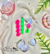 209 - Kit Bico de Pato com Pedras Coleção Praia Estrela do Mar Neon Pink e Verde - (3 Hair Clips)