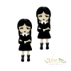 Aplique Acrílico Duplo Wandinha Vestido Preto - 1 unidade