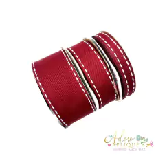 Fita Pespontada Sinimbu Bordo (10 mm - 22mm - 38mm) - (10 metros) ou (Kit com 2 metros de cada)