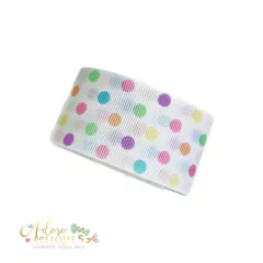 Fita Gorgurão Estampada Yama Poa Candy Color (38 mm) - 2 metros ou 5 metros
