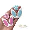 Aplique Emborrachado Orelha e Patinha de Coelhinho Rosa e Tiffany - 4 unidades (2 patinhas e 2 orelhas)