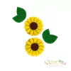 Aplique de Tecido Flor Girassol com Folha - 4 unidades (2 girassóis e 2 folhas)