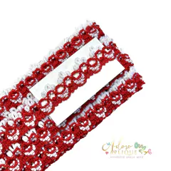 Fita Rendada Vermelho com Branco (17mm) - 2 metros - comprar online