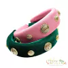 73 - Kit Tiara Alta de Veludo com Botão Chanel Dourado - (1 Kit de Tiara)
