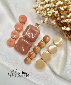 239 - Kit Bico de Pato com Pedras Cor Terra Cota - (4 Hair Clips)