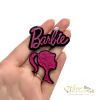 Aplique Acrílico Duplo Barbie Pink com Preto Grande - 2 unidades (1 DE CADA)