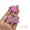 Aplique Acrílico Duplo Barbie Rosa com Prata Boreal Grande - 2 unidades (1 DE CADA)