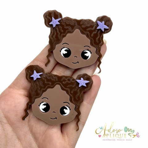 Aplique Acrílico Duplo Rostinho A Pequena Sereia com Coque - 1 ou 2 unidades