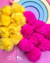 Aplique Pompom Grande de Pelúcia Pink e Amarelo (7 cm) - 2 unidades