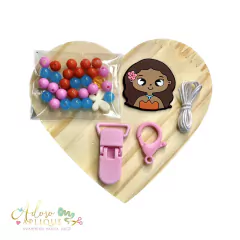 50 - Kit Prendedor de Chupeta Princesa Moana - (1 Unidade)