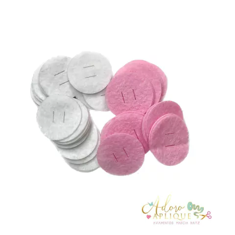 Rodinha de Feltro Branco ou Rosa com Corte para Bico de Pato (3,5cm) - 10 UNIDADE