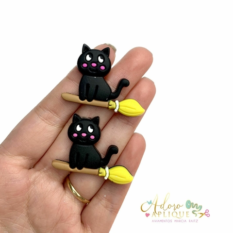 Aplique Emborrachado Gato Preto - 2 unidades