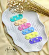 Kit Aplique Acrílico Duplo Pastilha Oval Candy Color com Mini Florzinhas Primavera - 6 unidades (1 de cada)