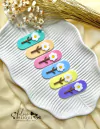 Kit Aplique Acrílico Duplo Pastilha Oval Candy Color com Flor Primavera - 6 unidades (1 de cada)