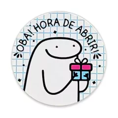 Adesivo Redondo Hora de Abrir Azul BB Quadriculado - 25 UNIDADES - comprar online