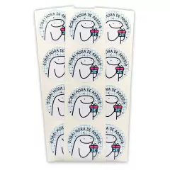 Adesivo Redondo Hora de Abrir Azul BB Quadriculado - 25 UNIDADES