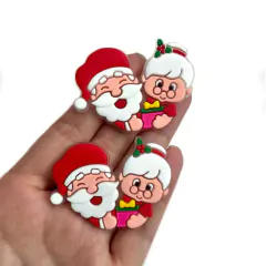 Aplique Emborrachado Papai e Mamãe Noel com Presente - 2 unidades