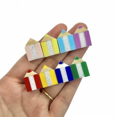 Aplique Acrílico Duplo Pastilha de Lápis Candy ou Colorido - 2 unidades