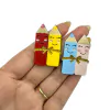 Aplique Acrílico Duplo Escolar Lápis de Cor Candy ou Colorido - 2 unidades