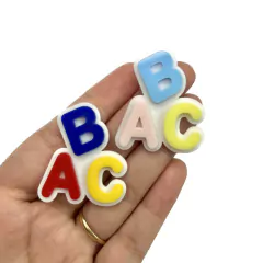 Aplique Acrílico Duplo Escolar ABC Candy ou Colorido - 2 unidades
