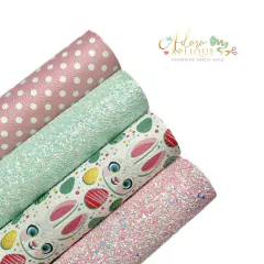 109 Kit Lonitas Páscoa Coelhinho Tiffany com Rosa (12x33cm) - 4 Pedaços