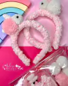 Kit Tiara Pelucia de Páscoa - 2 Unidades (1 Rosa e 1 Branca)