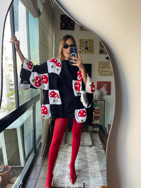 Kimono Tricot Feito à Mão - Cogumelos Mágicos