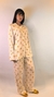 Pijama de Viscose Manga Longa e Calça - Ovo Frito Branco - Lantejoula Shining