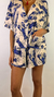 Pijama de Viscose Manga Curta e Shorts - Lagosta Azul Collab Cafira