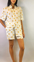 Pijama de Viscose Manga Curta e Shorts - Ovo Frito Branco - comprar online