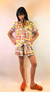 Pijama Psicodélico Branco - Manga Curta e Shorts